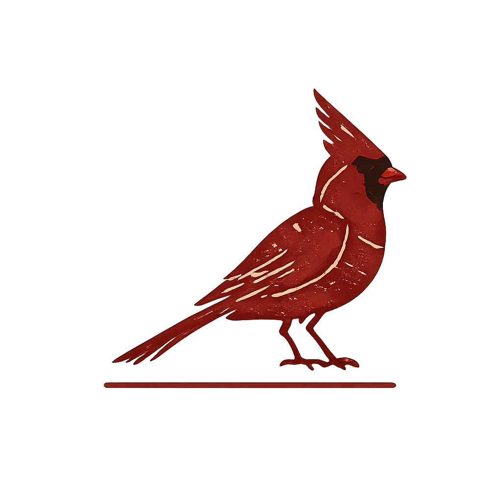 Redbird Motel red bird symbol glowing in red